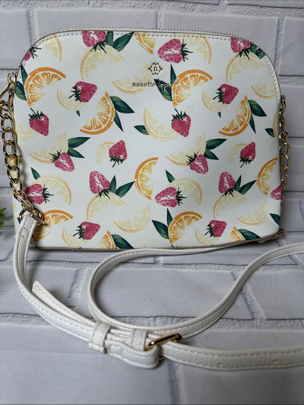 Nanette Lepore White Strawberry & Citrus Crossbody Purse